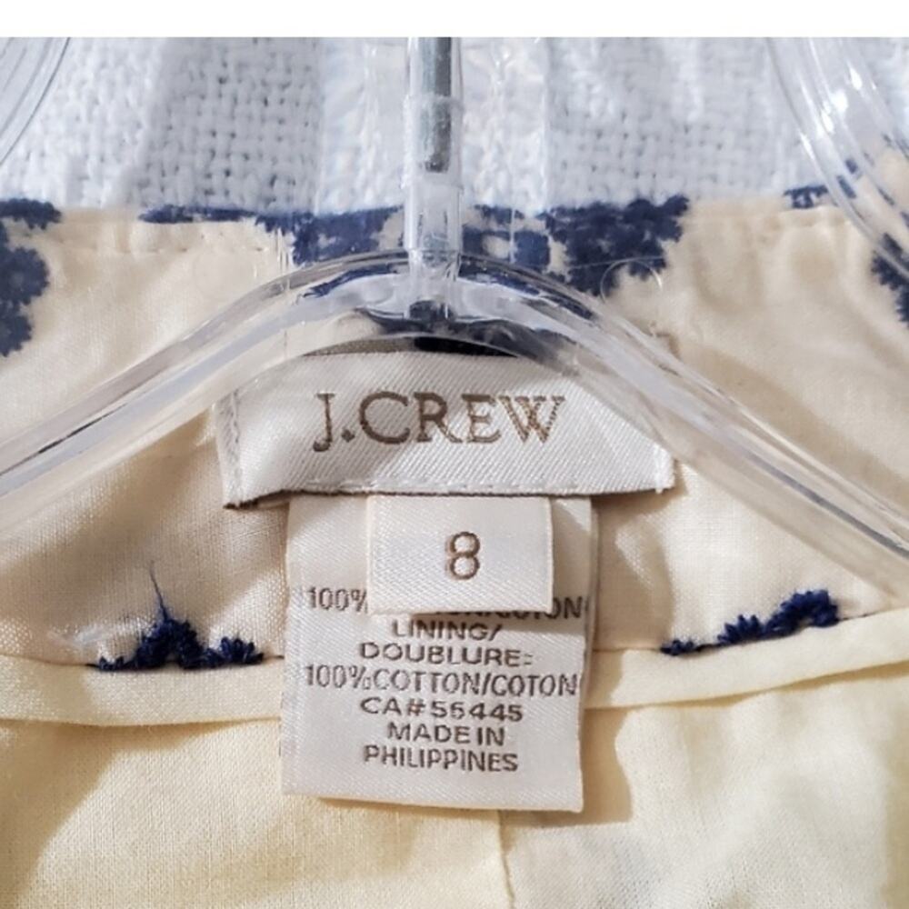 J.Crew cropped cotton embroidered filigree zip jacket size 8 - Picture 8 of 9